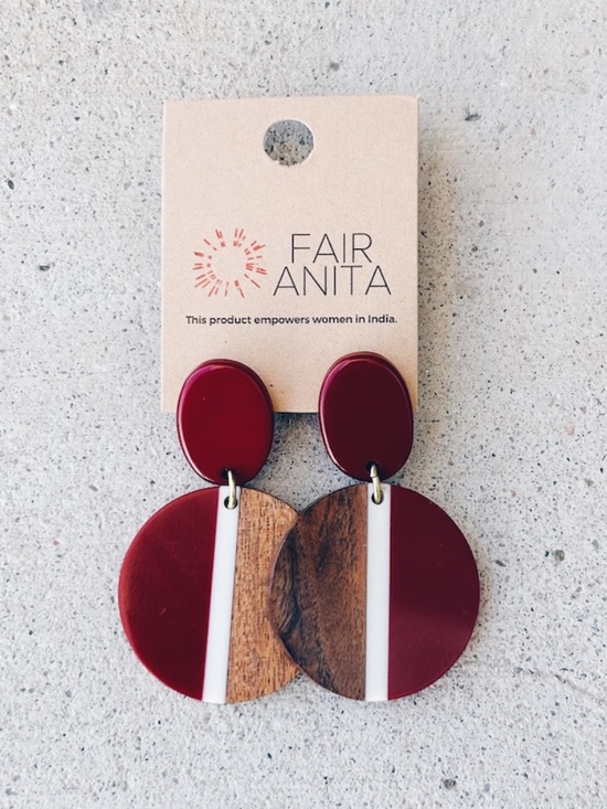 Fair anita Jewelry - Fair Anita Fair Trade Volcano Wood and Resin Earrings